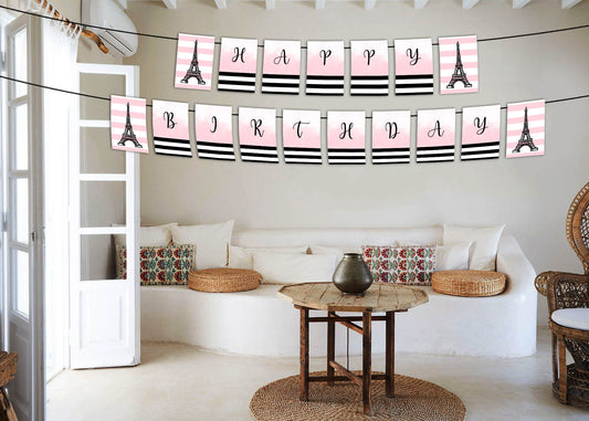 Oh La La Paris Theme Birthday Party Banner for Decoration
