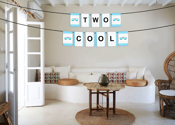 Two Cool Boys  Second Birthday Banner For Decoration