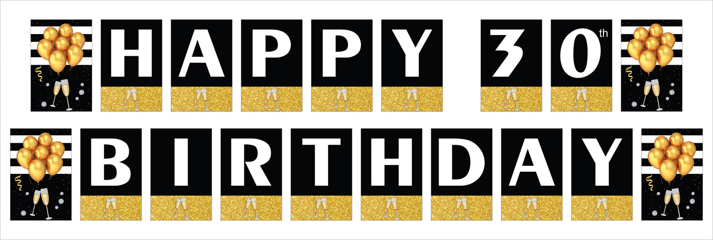 30th Birthday Party Banner for Decoration