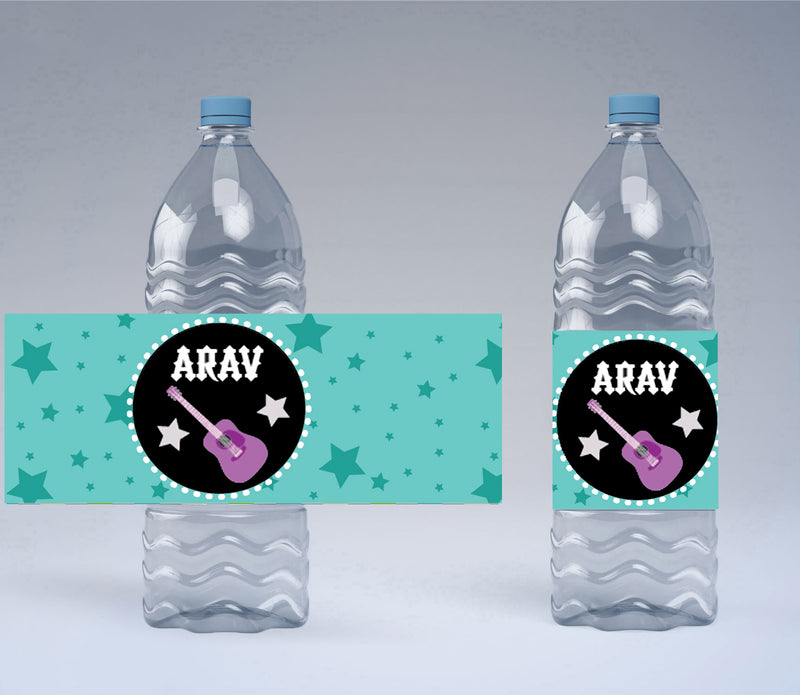 Rockstar Theme Water Bottle Labels