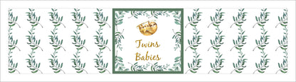 Twins Baby Birthday Party Water Bottle Labels