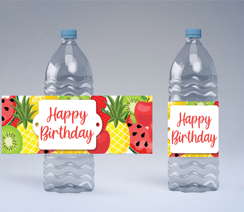 Twotti Fruity Theme Birthday Party Water Bottle Labels  