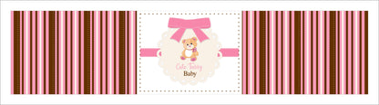 Cute Teddy Welcome Baby Girl Water Bottle Labels
