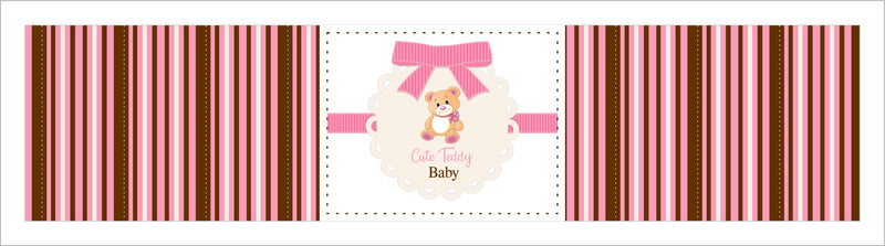 Cute Teddy Welcome Baby Girl Water Bottle Labels