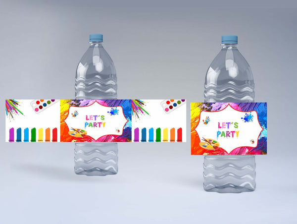 Art and Paint Theme Birthday Party Water Bottle Labels