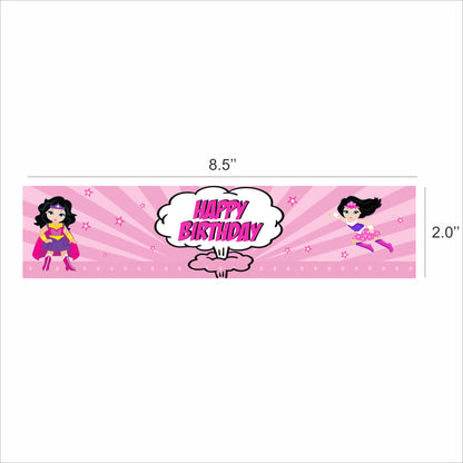 Super Girl Theme Birthday Party Water Bottle Labels