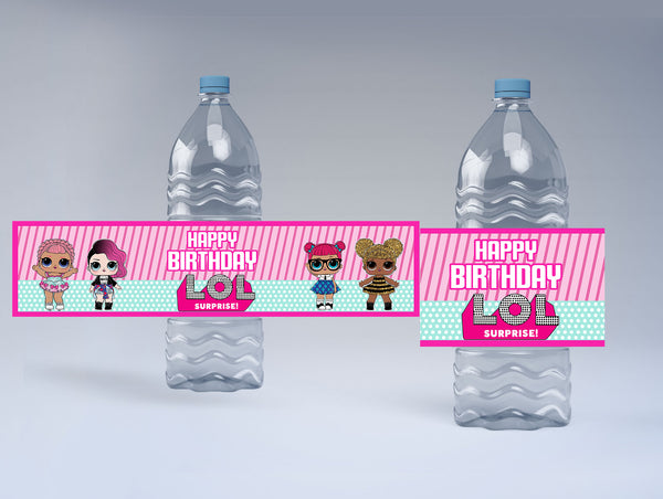 LOL Party Theme Birthday Party Water Bottle Labels