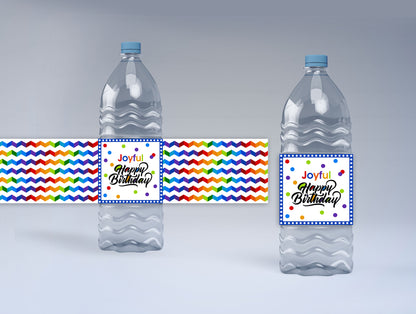 Joyful Theme Birthday Water Bottle Labels  