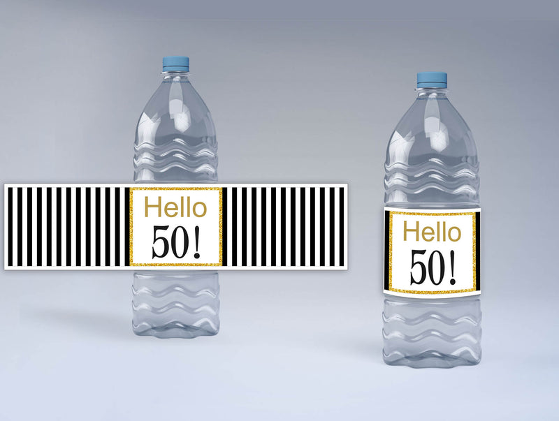50th Birthday Water Bottle Labels  
