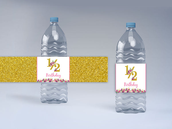 Half Birthday Party  Water Bottle Labels
