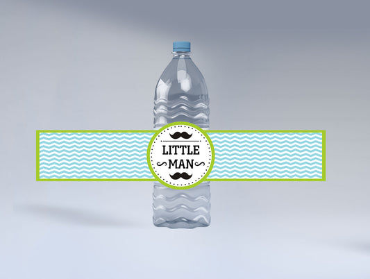 Little Man Theme Water Bottle Labels