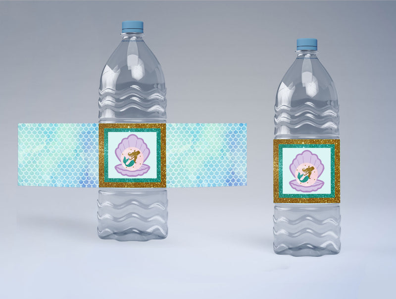Mermaid Theme Water Bottle Labels