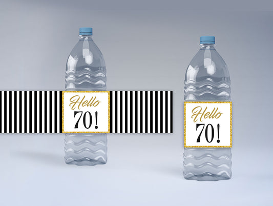 70th Birthday Water Bottle Labels  