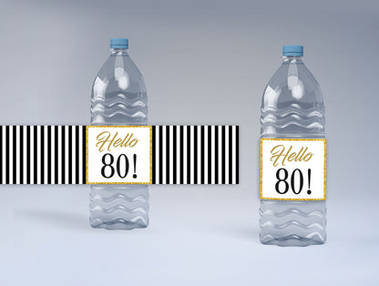 80th Birthday Water Bottle Labels  
