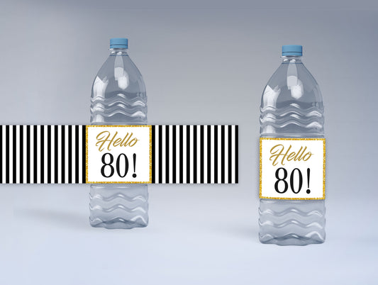80th Birthday Water Bottle Labels  