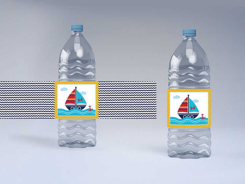 Nautical Ahoy  Theme Water Bottle Labels  