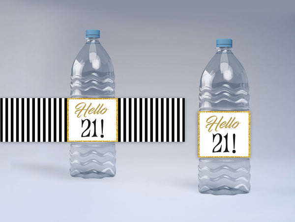 21st Birthday Water Bottle Labels  