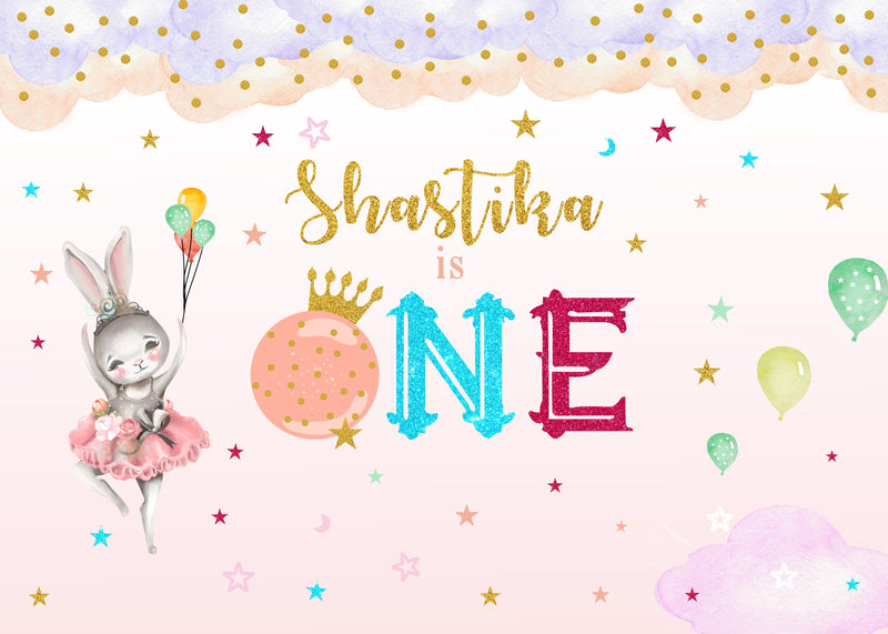 Personalize Bunny Birthday Backdrop Banner