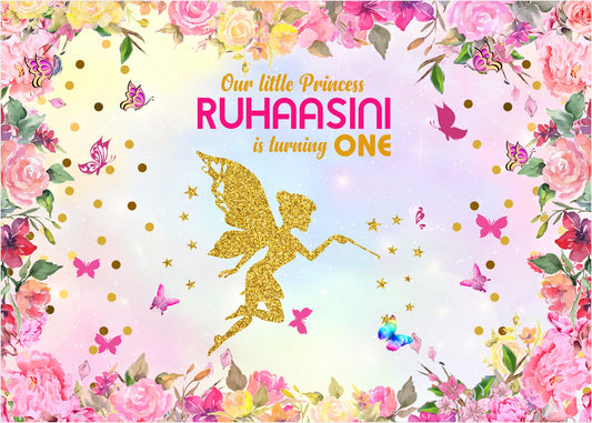 Personalize Butterfly Birthday Backdrop Banner