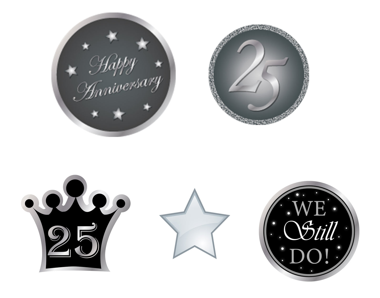 25th Anniversary Party Cake Topper/Cake Decoration Kit