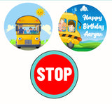 Wheels on the Bus Theme Birthday Party Cupcake Toppers