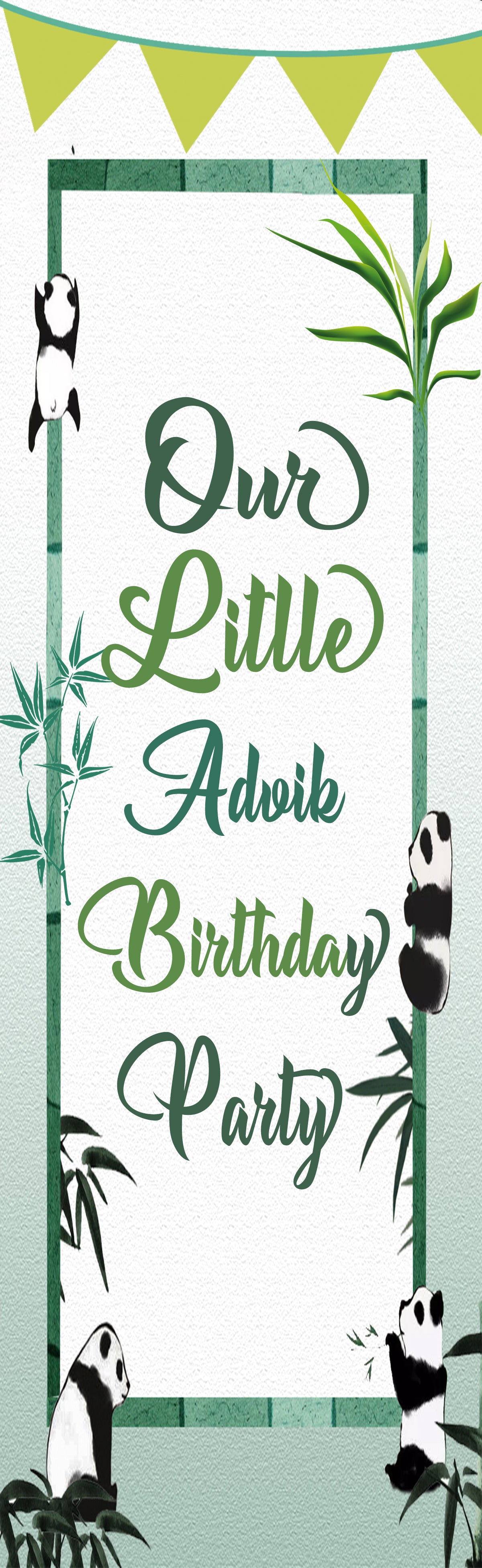 Panda Theme Birthday Party Welcome Banner Roll up Standee (with stand)