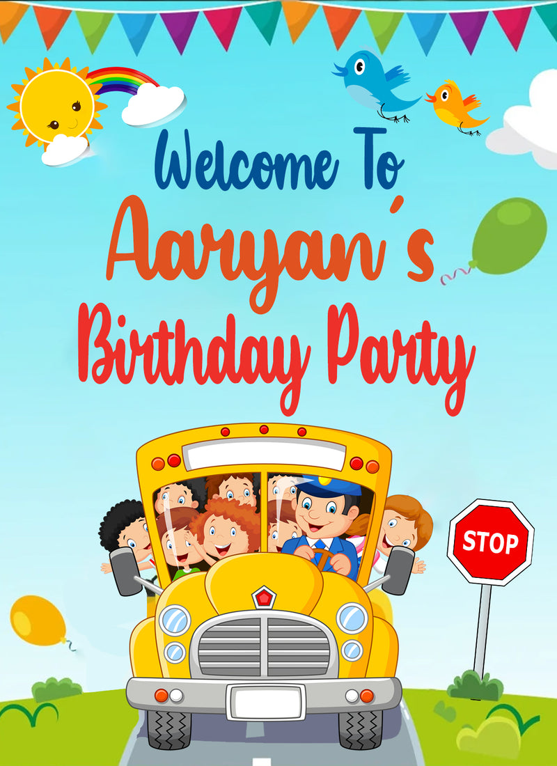 Wheels on the Bus Theme Birthday Party Welcome Board