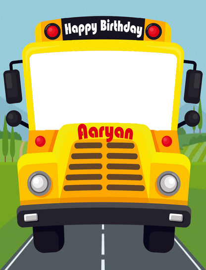 Wheels on the Bus Theme Birthday Party Selfie Photo Booth Frame