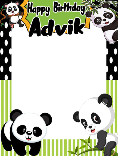 Panda Theme Birthday Party Selfie Photo Booth Frame