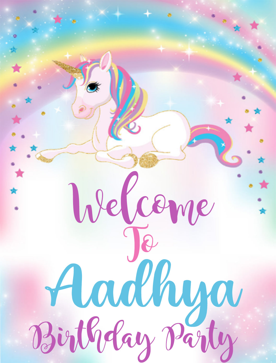 Unicorn Theme Birthday Party Welcome Board