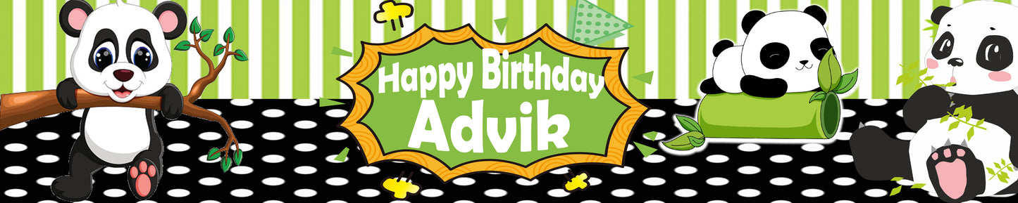 Panda Theme Birthday Long Banner for Decoration