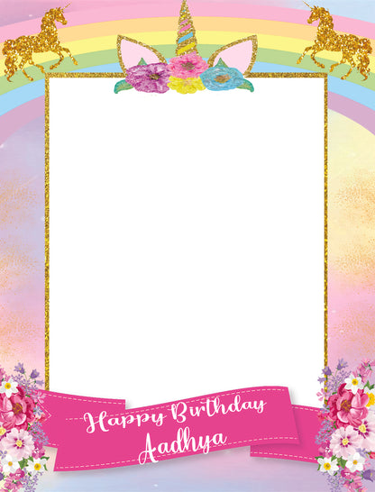 Unicorn Theme Birthday Party Selfie Photo Booth Frame