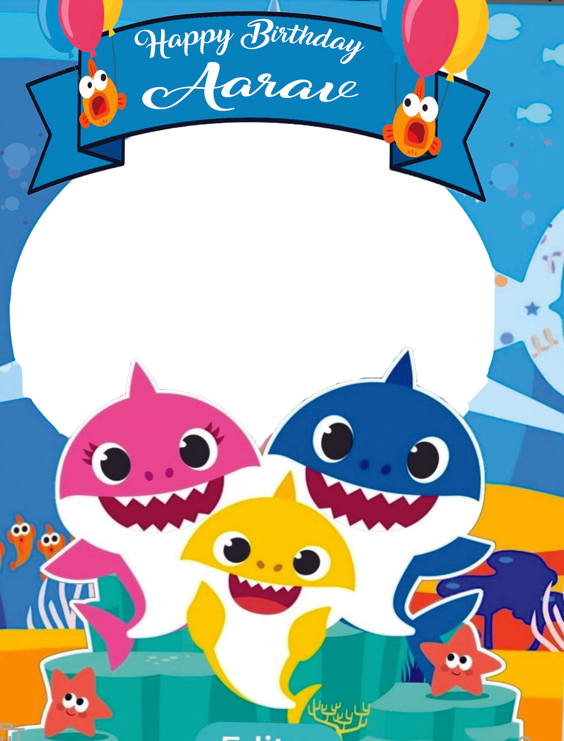 Baby Shark Theme Birthday Party Selfie Photo Booth Frame