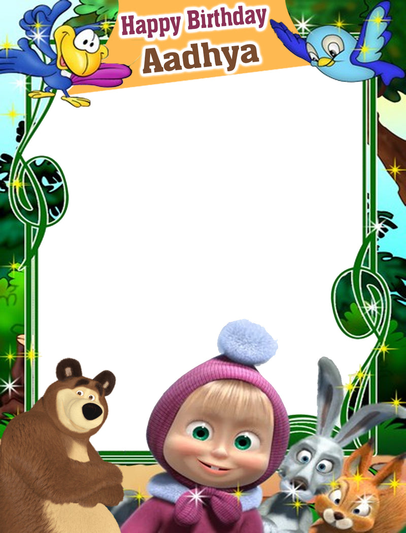 Masha and the Bear Theme Birthday Party Selfie Photo Booth Frame