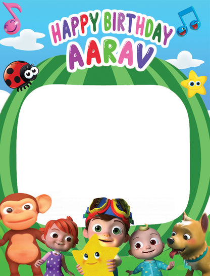 Cocomelon Theme Birthday Party Selfie Photo Booth Frame