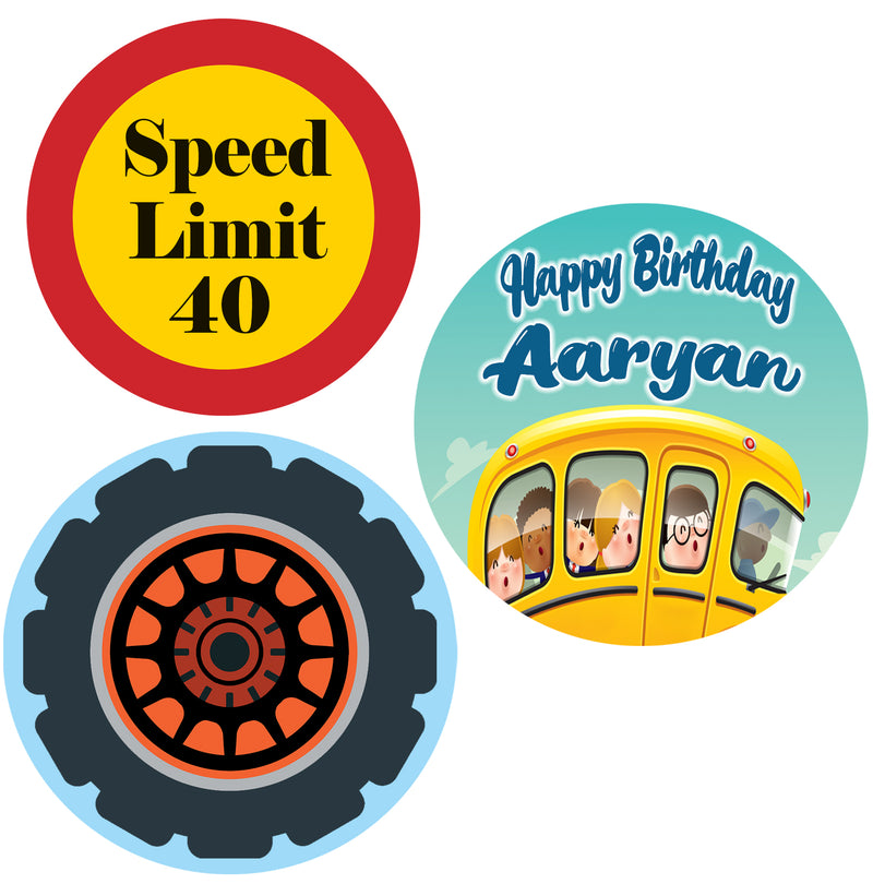 Wheels on the Bus Theme Birthday Party Table Toppers for Decoration