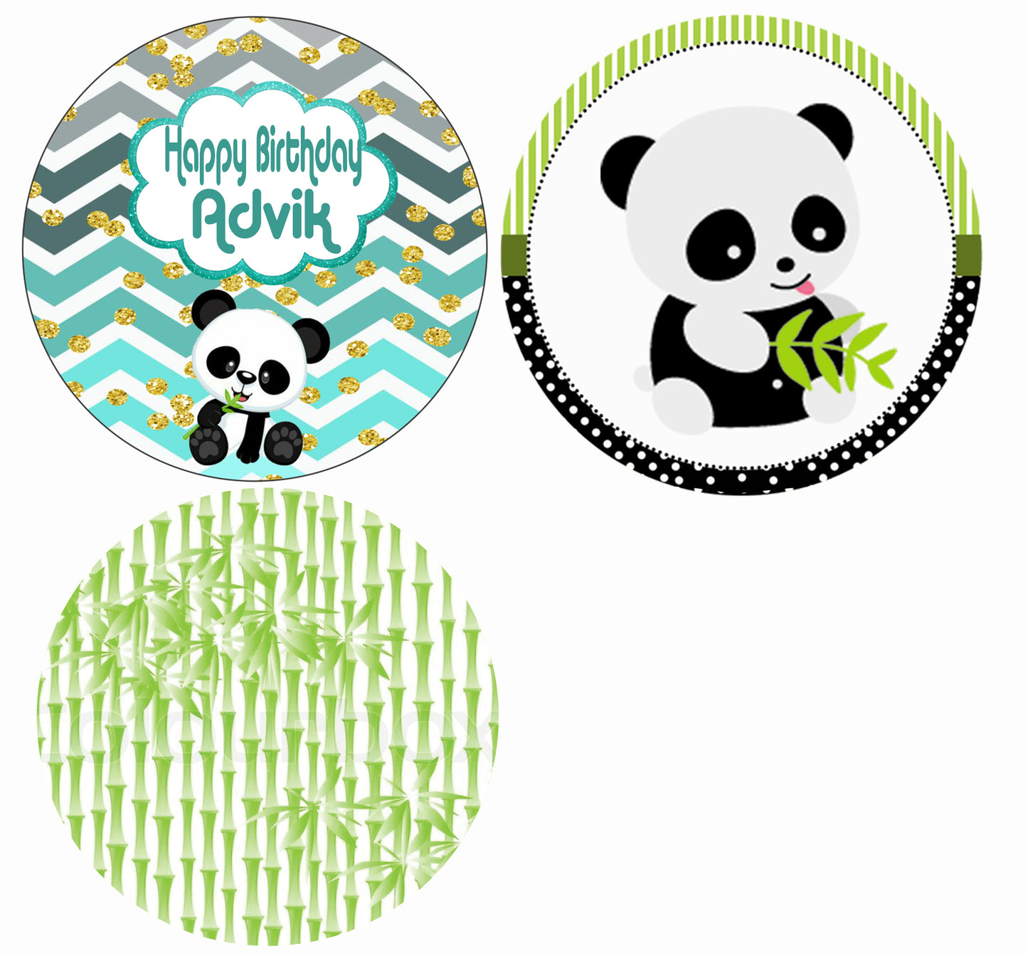 Panda Theme Birthday Party Cupcake Toppers