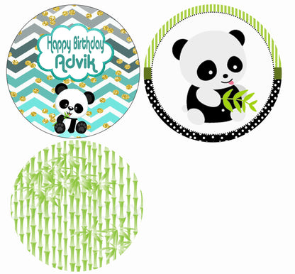 Panda Theme Birthday Party Cupcake Toppers