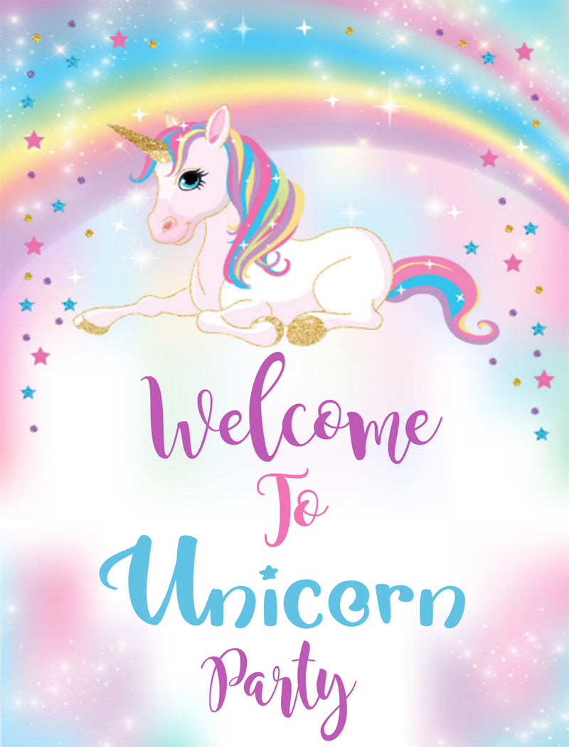 Unicorn Theme Birthday Party Welcome Board