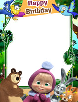 Masha and the Bear Theme Birthday Party Selfie Photo Booth Frame