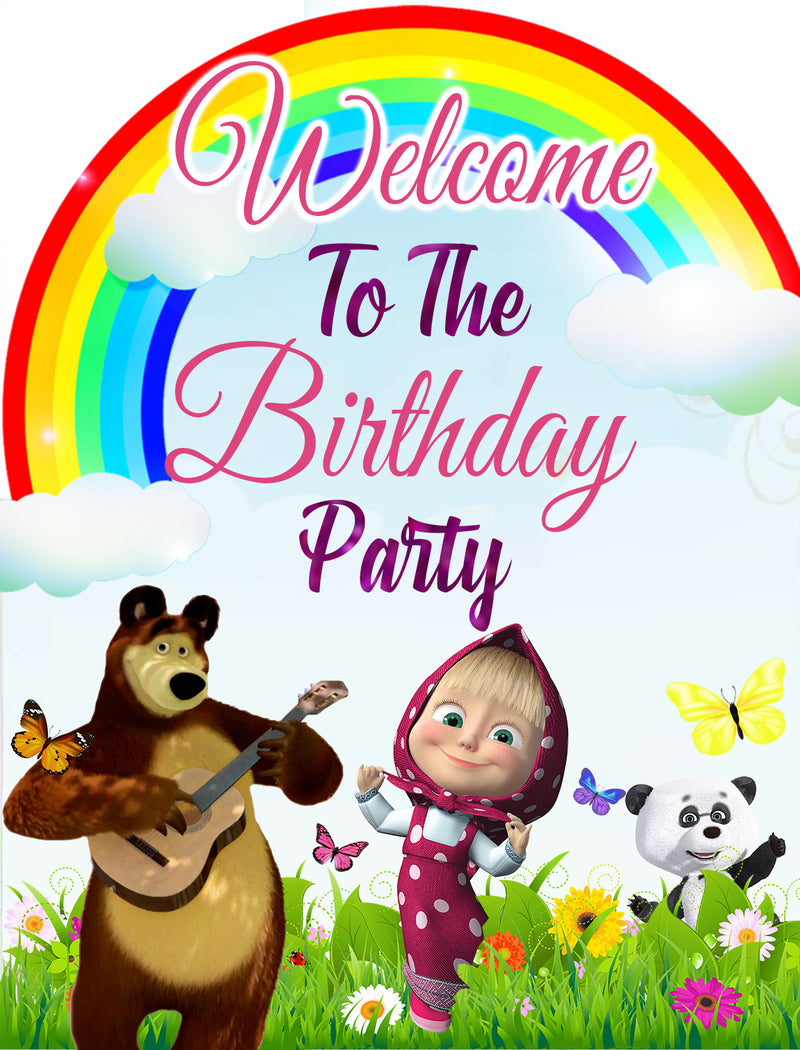 Masha and the Bear Birthday Party Welcome Board