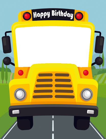 Wheels on the Bus Theme Birthday Party Selfie Photo Booth Frame