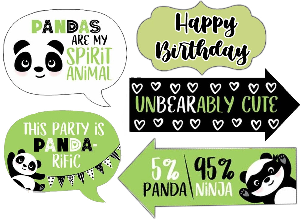 Panda Theme Birthday Party Photo Booth Props Kit
