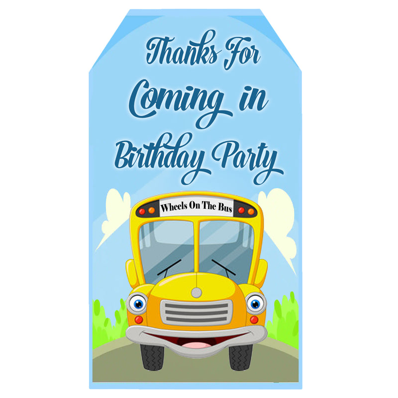 Wheels on the Bus Theme Birthday Party Thank You Gift Tags