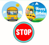 Wheels on the Bus Theme Birthday Party Cupcake Toppers