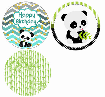 Panda Theme Birthday Party Cupcake Toppers