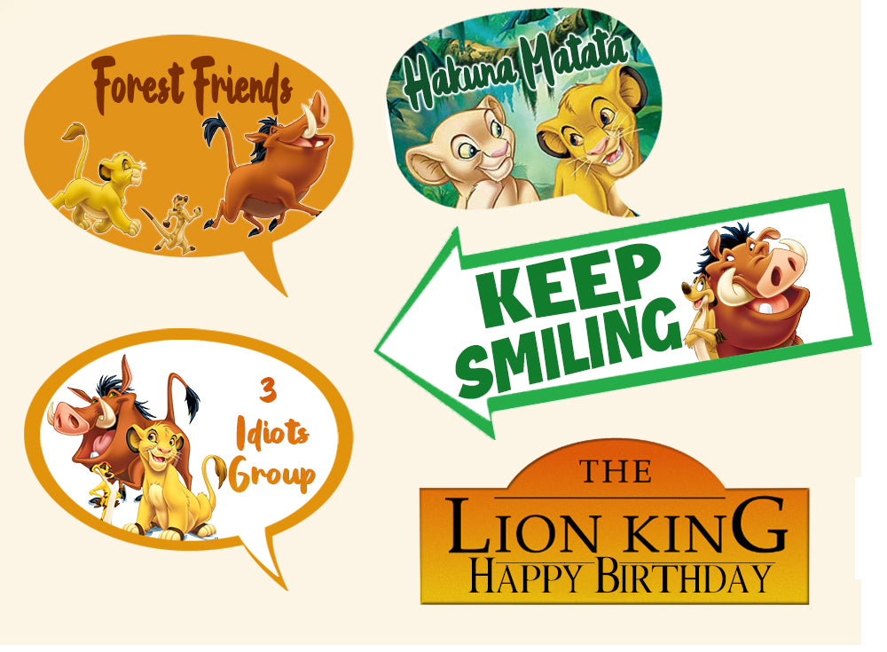 The Lion King Theme Birthday Party Photo Booth Props Kit