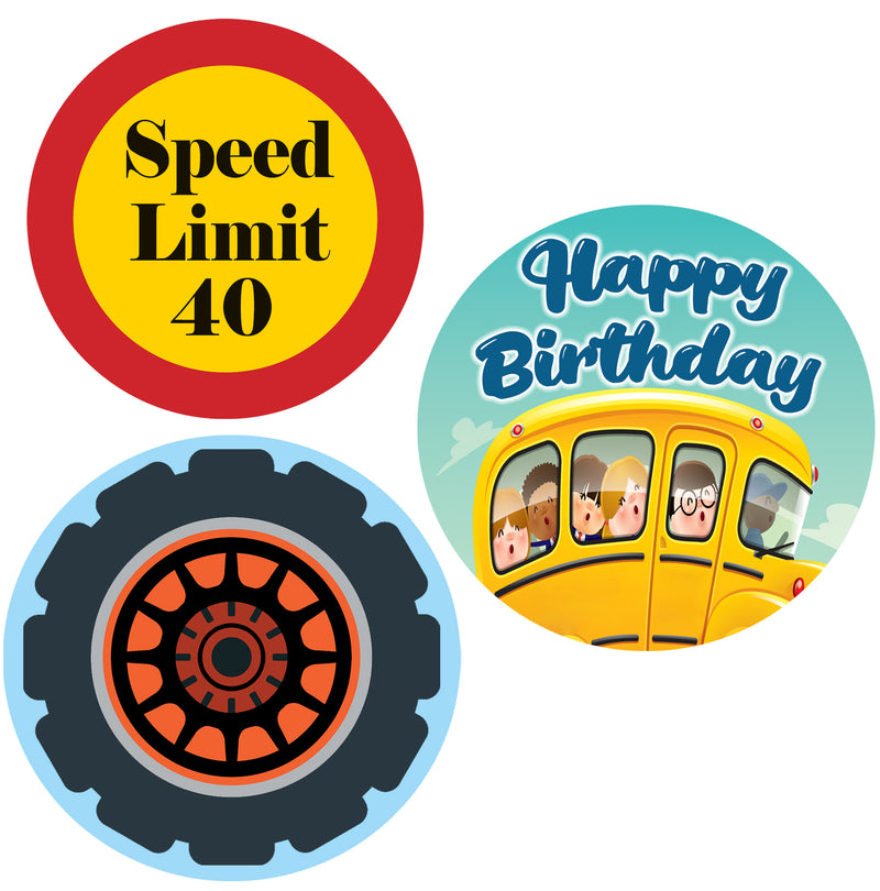 Wheels on the Bus Theme Birthday Party Table Toppers for Decoration