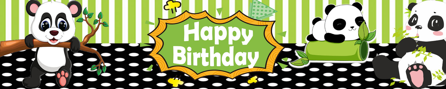 Panda Theme Birthday Long Banner for Decoration