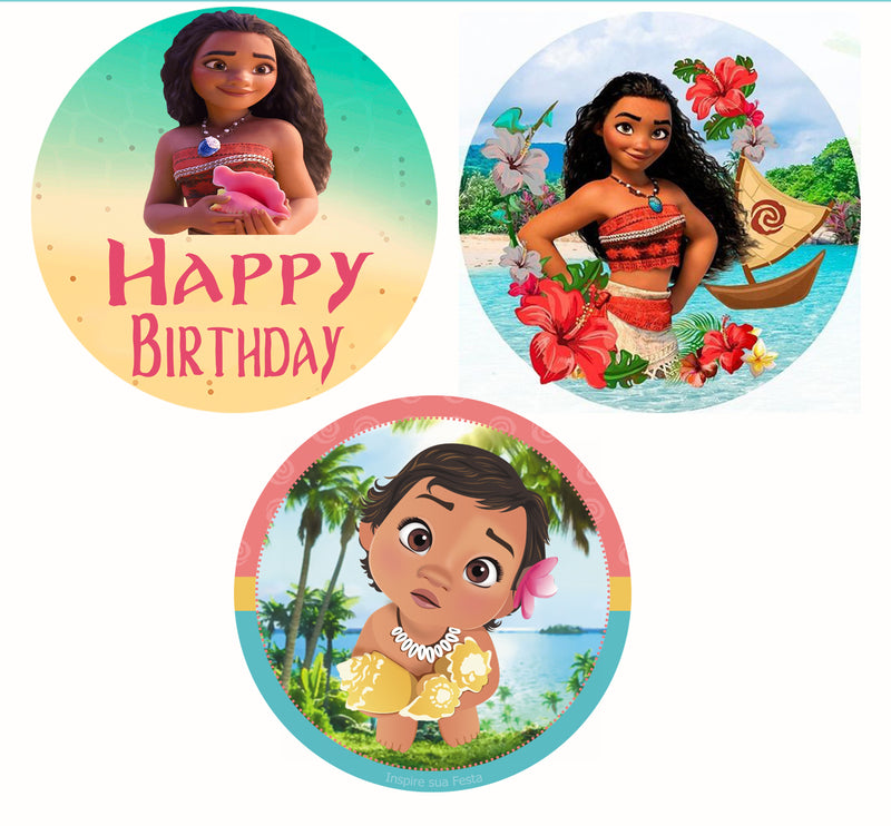 Moana Theme Birthday Party Cupcake Toppers